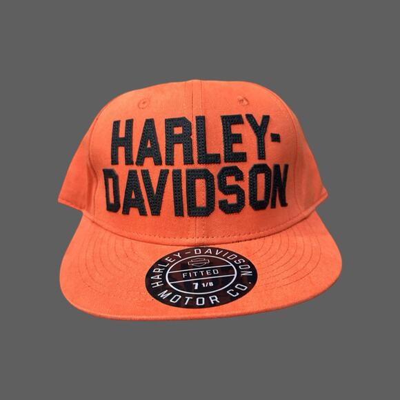 Harley-Davidson Men's H-D Felt Block Fitted Baseball Cap - Orange 99411-22VM - Picture 1 of 5